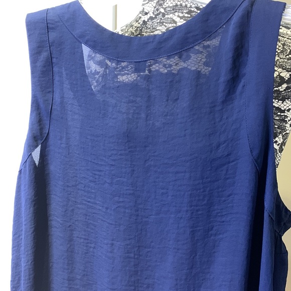 EUC Ana Navy Blue Lace Trim Tank Top, Large - Picture 6 of 7